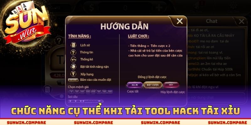 Chức năng cụ thể khi tải Tool Hack tài xỉu