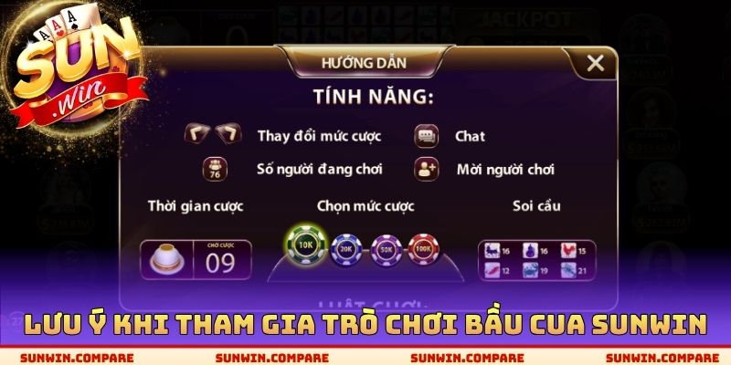 Lưu ý khi tham gia trò chơi Bầu cua SUNWIN