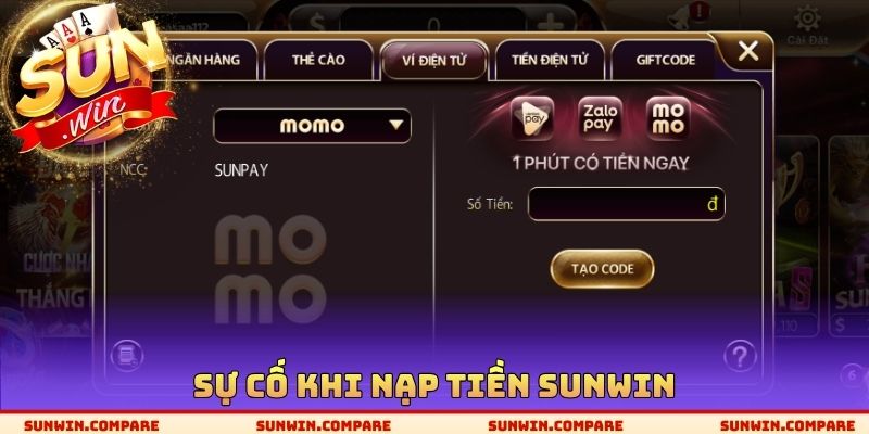 Sự cố khi nạp tiền SUNWIN