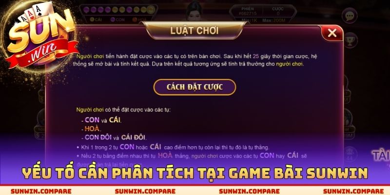Yếu tố cần phân tích tại Game bài SUNWIN
